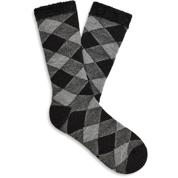 UGG Men's Grady Fleece Lined Crew Sock, Rubious Black, O/S - Picture 1 of 1